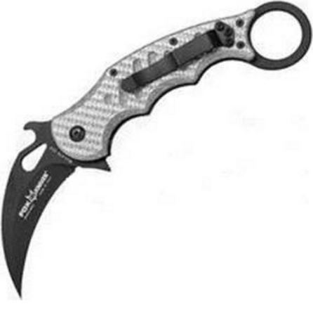 Fox Italy Karambit Folding Knife, Wave Opening, N690, G10 Silver Twill, FX-479ST